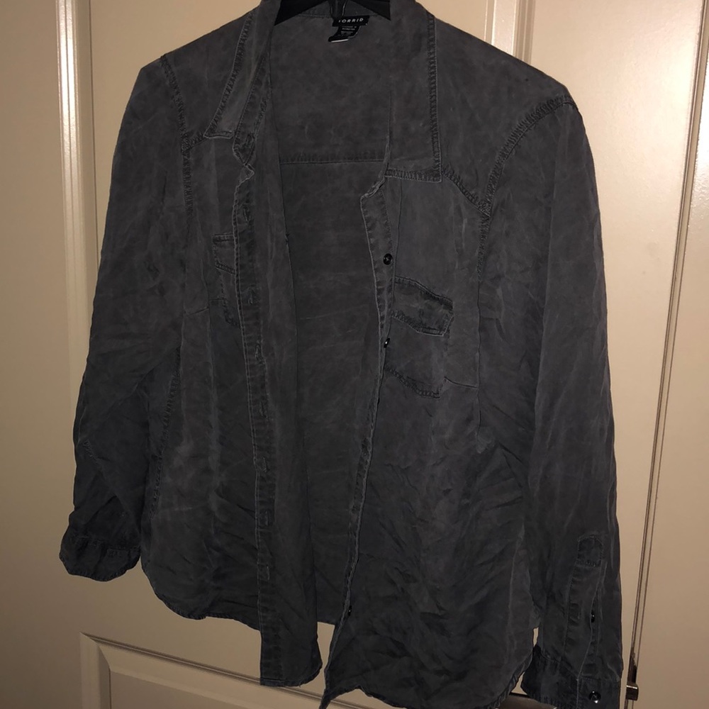 Ash black button down